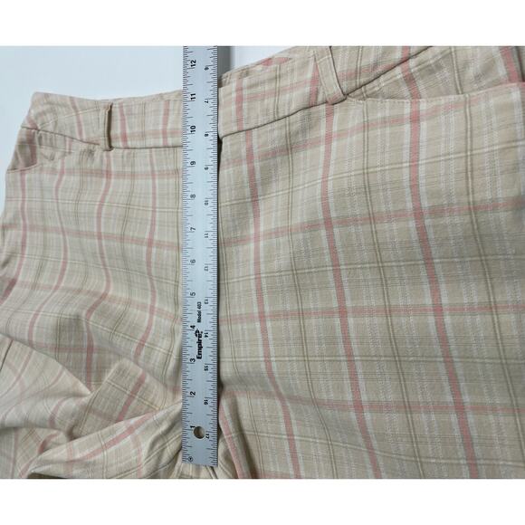 St. John's Bay Stretch Check High Rise Capri Pants Cream Golf Country Club 16 - Picture 7 of 9